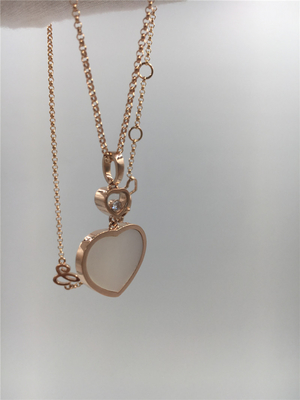 Women'S Natural Diamond Heart Pendant 18K Gold 45cm Length With Handmade