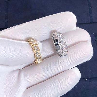 calidad  Factory Make BVLGARI Serpenti Viper Ring 18k Gold And Real Diamonds Rose Gold fábrica