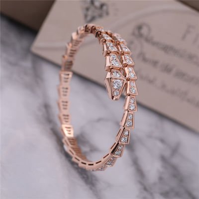 calidad  Luxury Closet Rose Gold Bracelet Serpenti Viper one-coil full diamond Snake Bangle 353792 fábrica