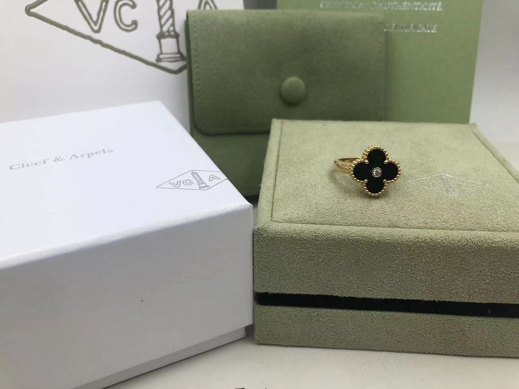 Calidad Diamante de Van Cleef And Arpels Vintage Alhambra Ring Yellow Gold Onyx Round fábrica