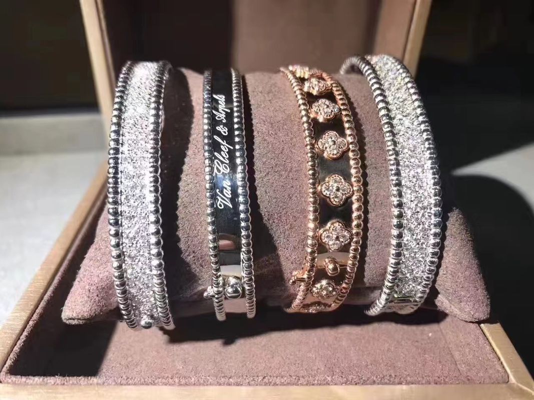 Calidad Pulsera real media Rose Yellow Gold blanca de la firma de Perlee del oro 18k del modelo VCA fábrica