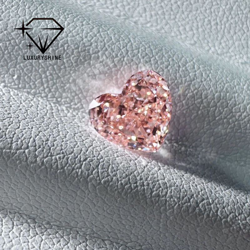 Calidad LuxuryShine Fancy Pink / Fancy Intense Pink / Fancy Vivid Pink Heart Cut Lab Grown Diamond VVS-VS1 Diamantes reales y joyas de boda y joyas personalizadas fábrica