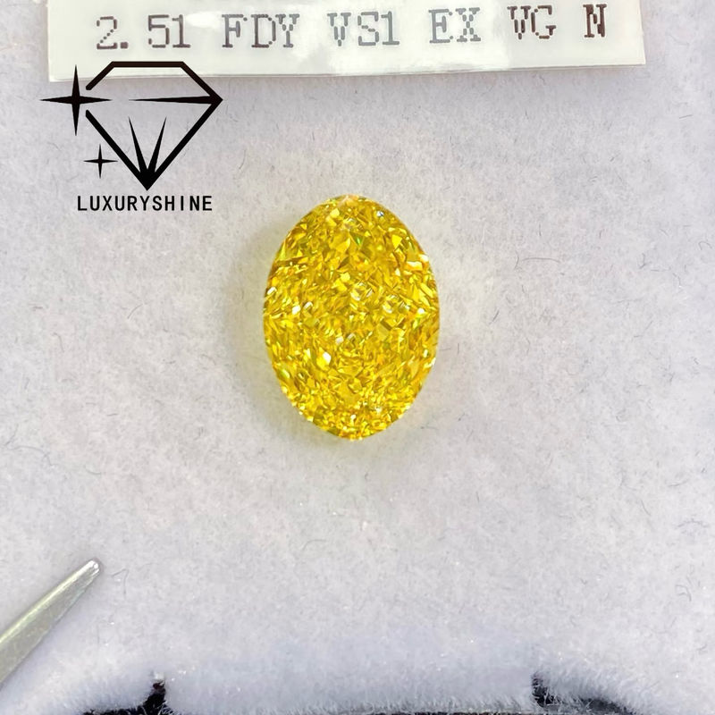 Calidad Diamante cultivado en laboratorio LuxuryShine VVS-VS Fancy Yellow/Light Yellow/Fancy Intense/Vivid Yellow de corte ovalado de 1CT, 2CT, 3CT, 4CT y 5CT, excelente corte, con certificado y joyería personalizada fábrica