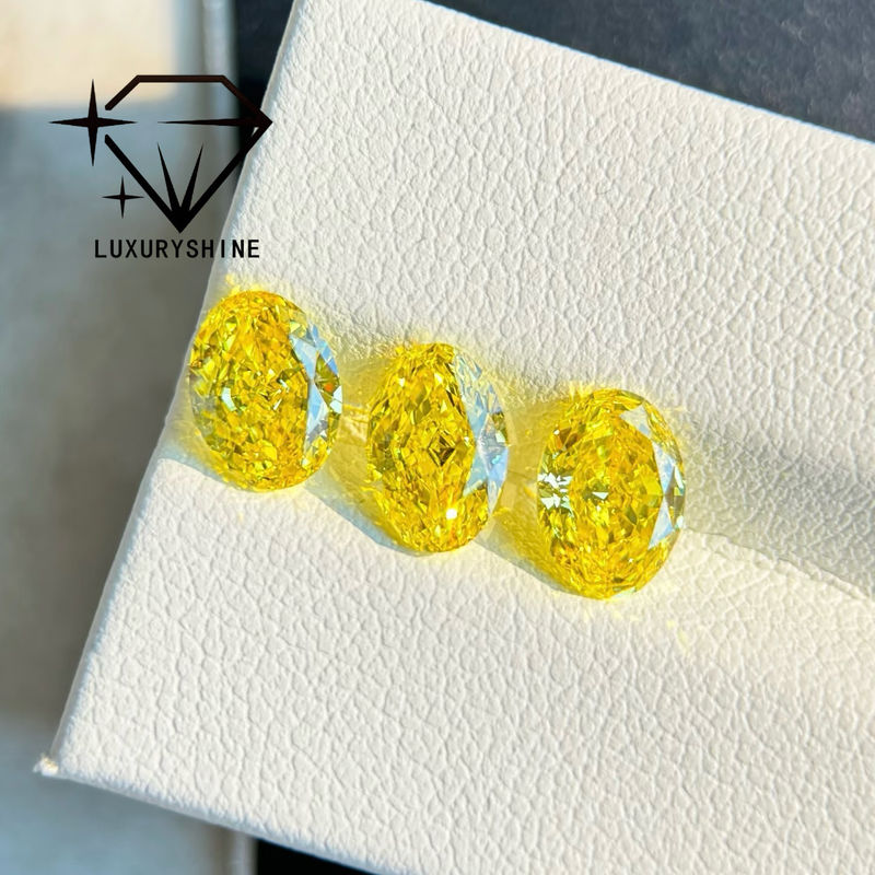Calidad Diamante cultivado en laboratorio LuxuryShine VVS-VS Fancy Yellow/Light Yellow/Fancy Intense/Vivid Yellow de corte ovalado de 1CT, 2CT, 3CT, 4CT y 5CT, excelente corte, con certificado y joyería personalizada fábrica