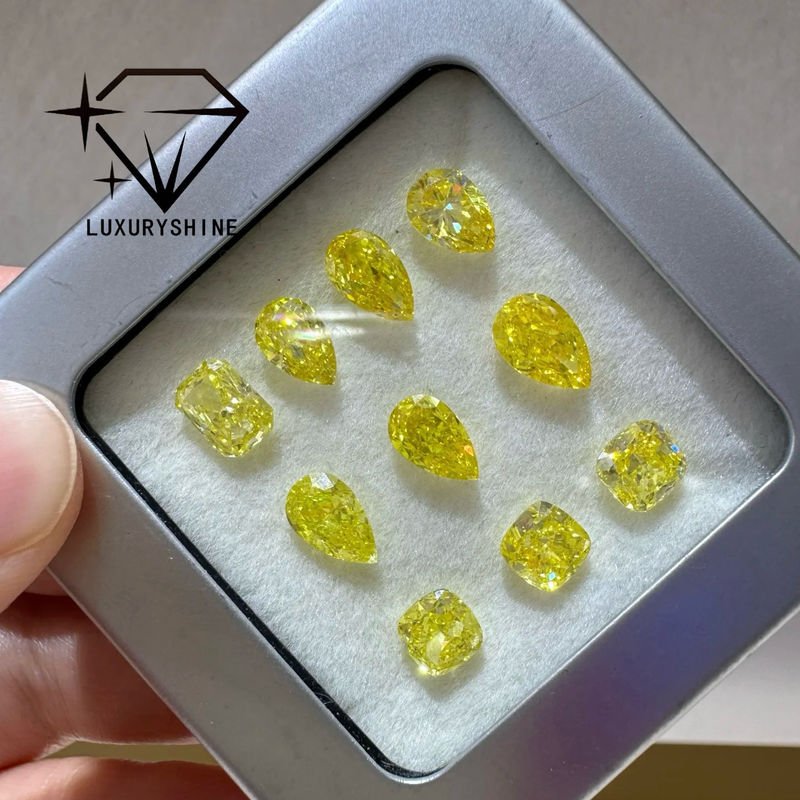 Calidad Diamante cultivado en laboratorio LuxuryShine VVS-VS Fancy Yellow/Light Yellow/Fancy Intense/Vivid Yellow de corte ovalado de 1CT, 2CT, 3CT, 4CT y 5CT, excelente corte, con certificado y joyería personalizada fábrica