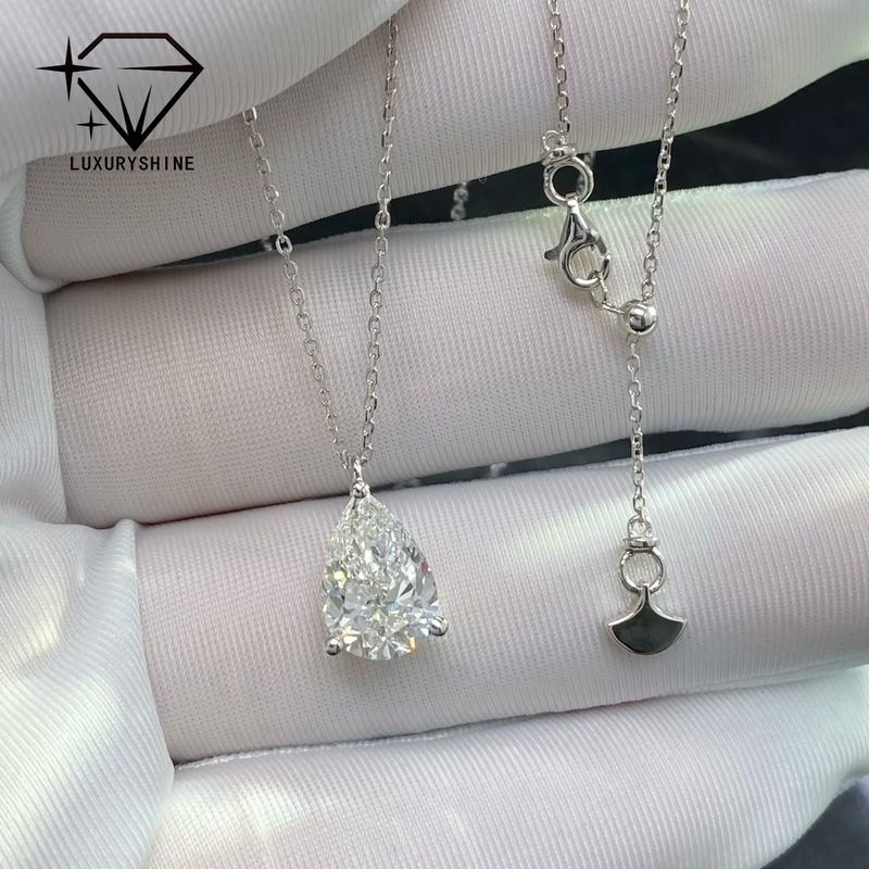 Calidad Collar de diamantes de peras de laboratorio de oro de 18K VVS-VS Claridad fábrica