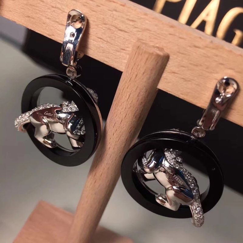 Calidad Esmeraldas Jade Onyx del oro blanco de PanthèRe De de la joyería de los pendientes del oro de los diamantes 18K fábrica