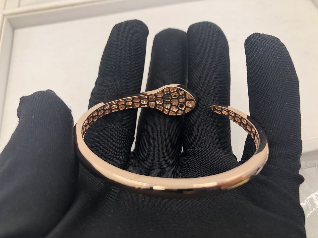 Calidad Las pulseras de lujo del encanto de Snakewomens de la joyería modificaron el oro rosado de 18 Kt para requisitos particulares con los diamantes fábrica