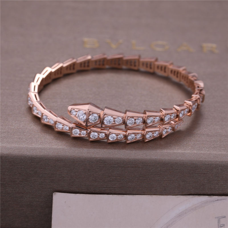 Calidad Brazalete lleno 353792 de la serpiente del diamante del armario de la uno-bobina de lujo de Rose Gold Bracelet Serpenti Viper fábrica