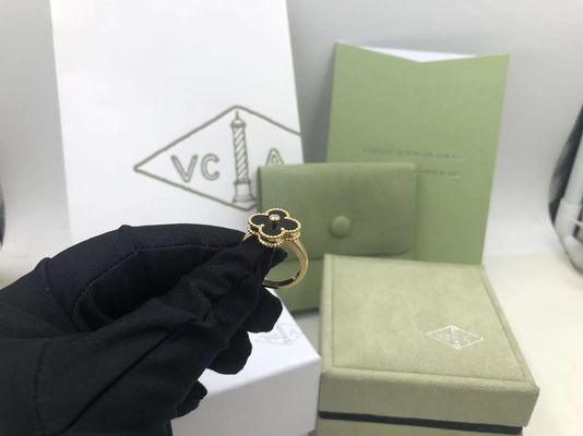 Calidad Diamante de Van Cleef And Arpels Vintage Alhambra Ring Yellow Gold Onyx Round fábrica