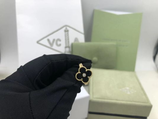 Calidad Diamante de Van Cleef And Arpels Vintage Alhambra Ring Yellow Gold Onyx Round fábrica