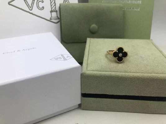 Calidad Diamante de Van Cleef And Arpels Vintage Alhambra Ring Yellow Gold Onyx Round fábrica
