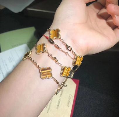 Calidad oro 18K y vintage real Alhambra Bracelet de los adornos de Van Cleef And Arpels 5 de los diamantes fábrica