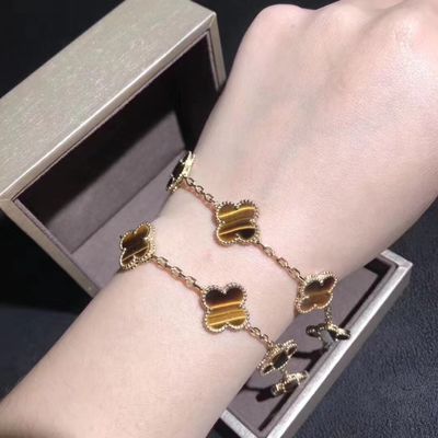 Calidad oro 18K y vintage real Alhambra Bracelet de los adornos de Van Cleef And Arpels 5 de los diamantes fábrica