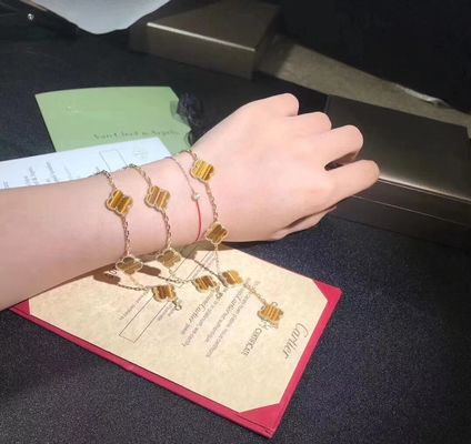 Calidad oro 18K y vintage real Alhambra Bracelet de los adornos de Van Cleef And Arpels 5 de los diamantes fábrica