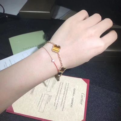 Calidad oro 18K y vintage real Alhambra Bracelet de los adornos de Van Cleef And Arpels 5 de los diamantes fábrica