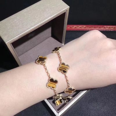 Calidad oro 18K y vintage real Alhambra Bracelet de los adornos de Van Cleef And Arpels 5 de los diamantes fábrica