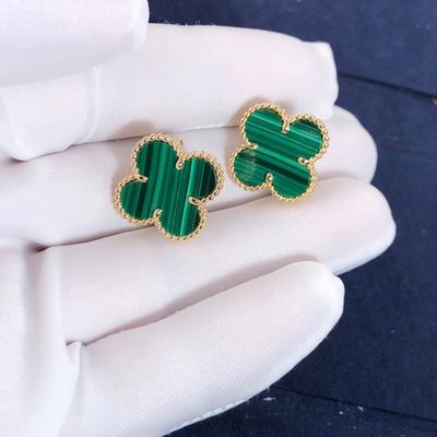 Calidad Malaquita del oro amarillo de Van Cleef And Arpels Mini Alhambra Earrings 18k fábrica