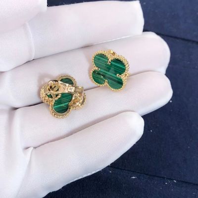 Calidad Malaquita del oro amarillo de Van Cleef And Arpels Mini Alhambra Earrings 18k fábrica
