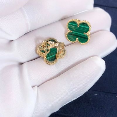 Calidad Malaquita del oro amarillo de Van Cleef And Arpels Mini Alhambra Earrings 18k fábrica