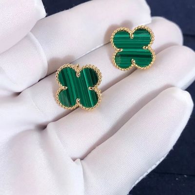 Calidad Malaquita del oro amarillo de Van Cleef And Arpels Mini Alhambra Earrings 18k fábrica