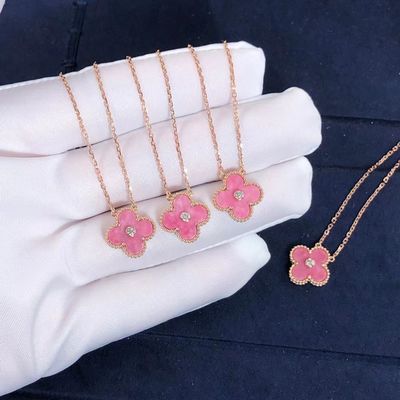 Calidad Vintage Alhambra Pendant Real Diamonds del collar del oro del quilate del OEM 18 fábrica