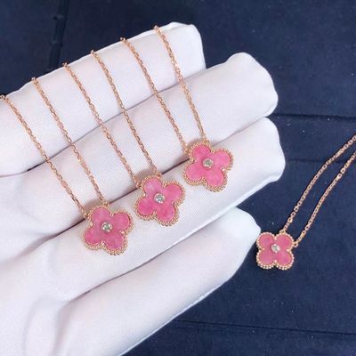 Calidad Vintage Alhambra Pendant Real Diamonds del collar del oro del quilate del OEM 18 fábrica