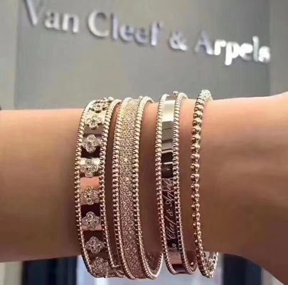 Calidad Pulsera real media Rose Yellow Gold blanca de la firma de Perlee del oro 18k del modelo VCA fábrica