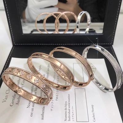 Calidad Pulsera real media Rose Yellow Gold blanca de la firma de Perlee del oro 18k del modelo VCA fábrica
