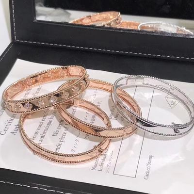 Calidad Pulsera real media Rose Yellow Gold blanca de la firma de Perlee del oro 18k del modelo VCA fábrica
