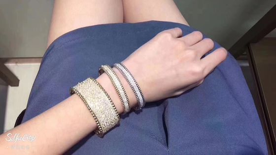 Calidad Pulsera real media Rose Yellow Gold blanca de la firma de Perlee del oro 18k del modelo VCA fábrica