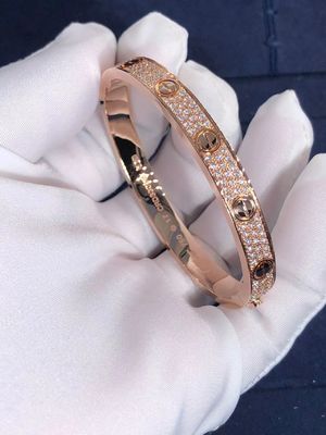 Calidad Pulsera fina Diamond Paved White/Rose/pulsera amarilla del amor de la grada del coche de la joyería del oro 18K fábrica