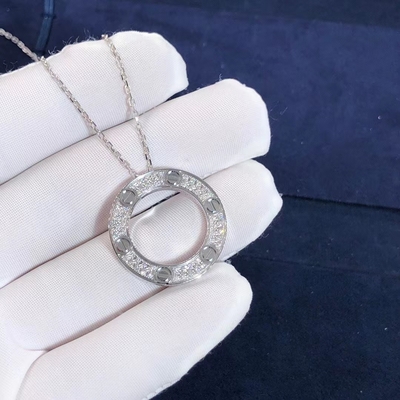 Oro blanco modificado para requisitos particulares del collar 18K del AMOR de la grada del coche CONTRA los diamantes pavimentados