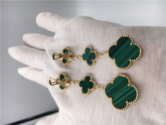 Calidad Pendientes del verde de la forma de la flor de las mujeres de la joyería del oro de Van Cleef Arpels 18K fábrica