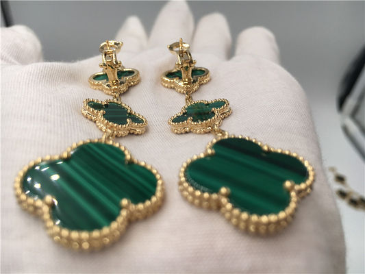 Calidad Pendientes del verde de la forma de la flor de las mujeres de la joyería del oro de Van Cleef Arpels 18K fábrica