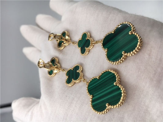 Calidad Pendientes del verde de la forma de la flor de las mujeres de la joyería del oro de Van Cleef Arpels 18K fábrica