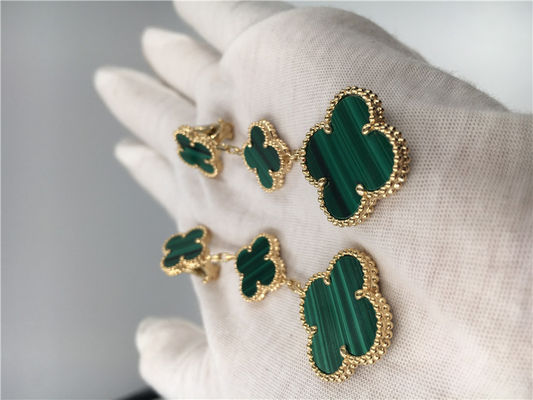 Calidad Pendientes del verde de la forma de la flor de las mujeres de la joyería del oro de Van Cleef Arpels 18K fábrica