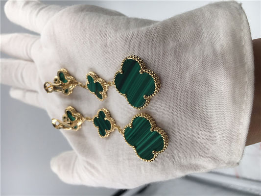 Calidad Pendientes del verde de la forma de la flor de las mujeres de la joyería del oro de Van Cleef Arpels 18K fábrica