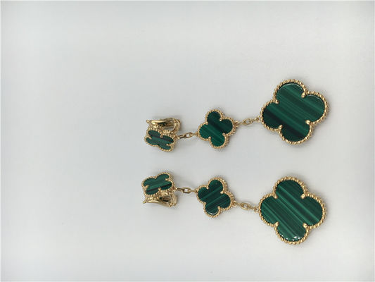 Calidad Pendientes del verde de la forma de la flor de las mujeres de la joyería del oro de Van Cleef Arpels 18K fábrica