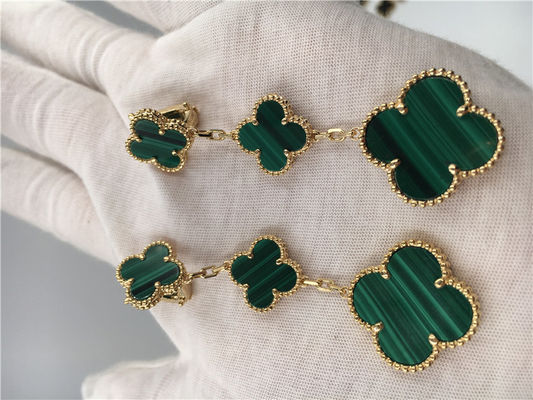 Calidad Pendientes del verde de la forma de la flor de las mujeres de la joyería del oro de Van Cleef Arpels 18K fábrica