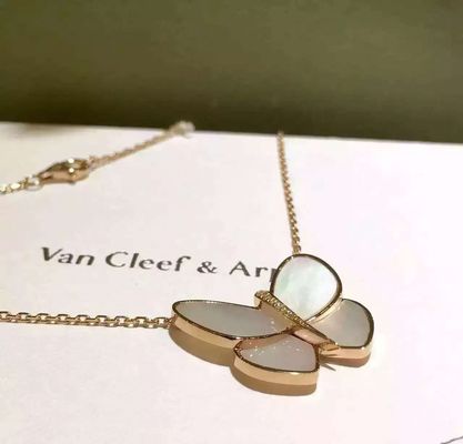 Calidad Oro amarillo pendiente del collar 18K de la mariposa, collar de Van Cleef Butterfly fábrica
