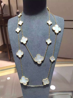 Calidad 16 adornos 18k Van Cleef y ónix nacarado gris blanco Alhambra del collar largo mágico de Arpels fábrica