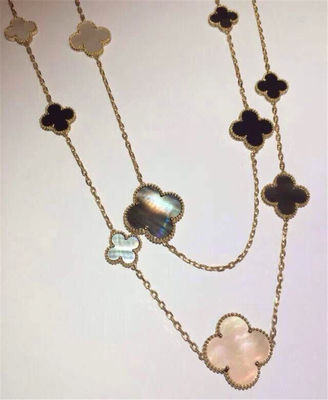Calidad 16 adornos 18k Van Cleef y ónix nacarado gris blanco Alhambra del collar largo mágico de Arpels fábrica