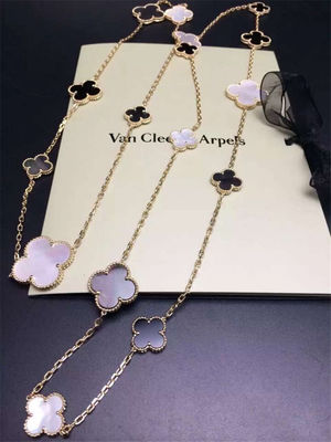 Calidad 16 adornos 18k Van Cleef y ónix nacarado gris blanco Alhambra del collar largo mágico de Arpels fábrica