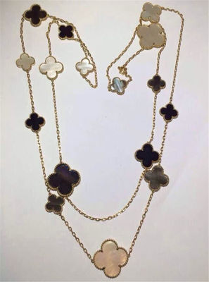 Calidad 16 adornos 18k Van Cleef y ónix nacarado gris blanco Alhambra del collar largo mágico de Arpels fábrica