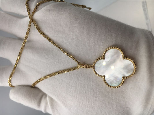 Calidad Forma larga de la flor del collar de Alhambra del vintage del oro amarillo 18k sin el diamante fábrica