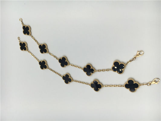 Calidad Pulsera con ónix de 5 adornos, pulsera de Vintage Van Cleef Flower del encanto del oro 18k fábrica