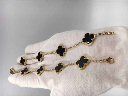 Calidad Pulsera con ónix de 5 adornos, pulsera de Vintage Van Cleef Flower del encanto del oro 18k fábrica