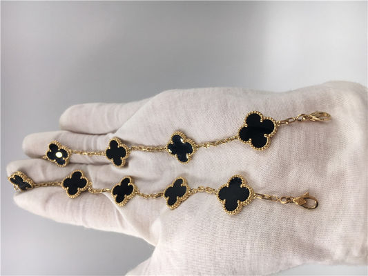 Calidad Pulsera con ónix de 5 adornos, pulsera de Vintage Van Cleef Flower del encanto del oro 18k fábrica