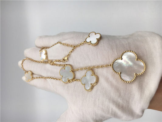 Calidad Oro amarillo mágico nacarado blanco del collar 18k de Van Cleef Arpels Alhambra fábrica
